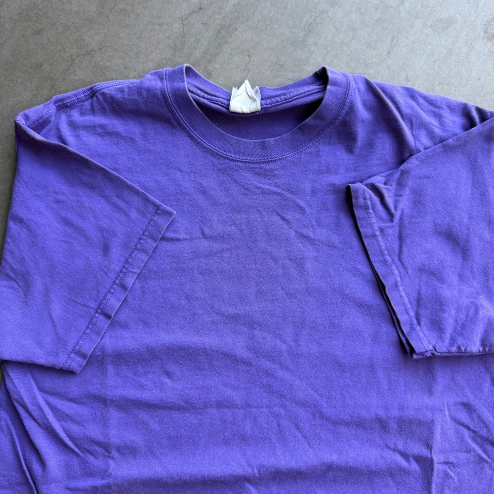 Hanes Beefy-T Blank Purple Cotton T-Shirt Mens Large Short Sleeve Crew Neck L